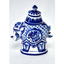 Чайница "Слон" средняя для хранения чая. Гжельский фарфор. арт. 2032