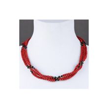 Бусики-Колечки Колье Коралл, хрусталь "Мадрид" арт. П4311