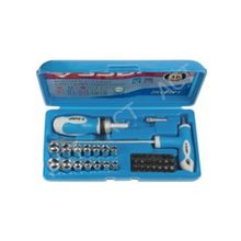 Набор ЗУБР Отвертка "ЭКСПЕРТ" реверсивная с битами и торц. головками,битодерж. с Т-образ.ручкой, Hex1 4"-SQ1 4", 38пред.