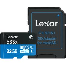 Карта памяти Lexar MicroSDHC 32GB 633x 95MB s 4K  Class 10 с адаптером SD  LSDMI32GBBNL633A