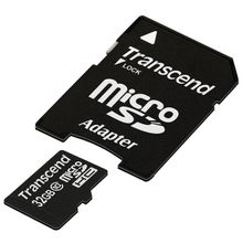Карта памяти transflash 32gb microsdhc class 10 transcend, адаптер, ts32gusdhc10 retail