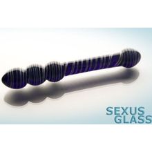Sexus Glass Синий стеклянный двусторонний стимулятор - 17,5 см.