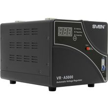 Стабилизатор SVEN   VR-A5000 Black   (вх.140-275V, вых.198-253V, 3000W,  клеммы  для  подключения)