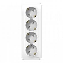 Розетка четырехместная BLANCA, открытый монтаж, с заземлением, со шторками, белый |  код. BLNRA011411 |  Schneider Electric