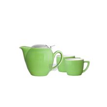 Фарфоровый чайный набор Киото, зеленый (чайник 600 мл. +2 чашки 180 мл.)