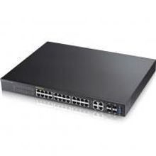 ZyXEL GS2210-24HP управляемый PoE-коммутатор, 24 порта, Gigabit Ethernet, 4 SFP-слота совмещенные с разъемами RJ-45