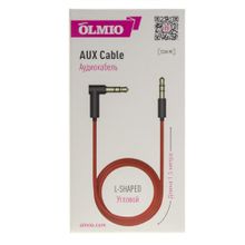 AUX-кабель 3.5mm-3.5mm, 1.5м, угловой, красно-черный. Olmio