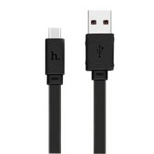 Кабель USB 3.1 Type C(m) - USB 2.0 Am - 1.0 м, 2.4А, плоский, черный, Hoco X5 Bamboo