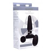 XR Brands Черная анальная пробка Slim R Smooth Rimming Plug with Remote - 14 см. (черный)