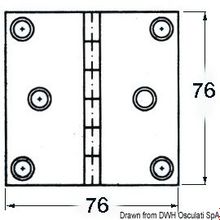 Osculati S.S blind hinge 76x76mm square, 38.821.04