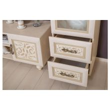 Алмаз. Любимый дом Александрия New Шкаф одностворчатый с 2 ящиками со стеклом с карнизом (Кожа Ленто Рустика)