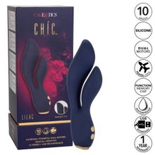 Синий вибромассажер-кролик Chi­c Lilac - 17,75 см. (синий)