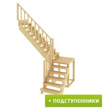 Лестница К-002М 3 Л 15 ступеней (h=3,12 м) с подступенками, сосна