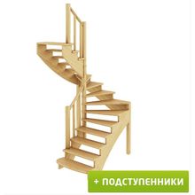 Лестница К-003М 1 Л 15 ступеней (h=3,12 м) с подступенками, сосна