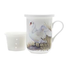 Кружка с ситечком и крышкой Лебеди  в подарочной упаковке