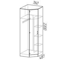 Шкаф угловой ЭКО 760 760х2200х481 Ясень шимо темный Ясень шимо светлый