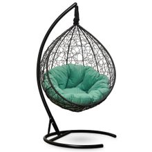 Кресло кокон подвесное SEVILLA VERDE VELOUR черное + каркас