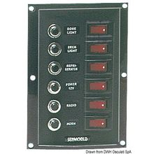 Osculati Vertical control panel 6 switches 6 fuses, 14.103.38