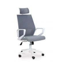 Кресло офисное Эрго белый пластик серая сетка серая ткань