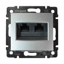 Legrand Розетка компьютерная 2хRJ45 Legrand Valena 5e кат UTP на винтах алюминий 770239 ID - 238479