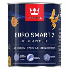 ТИККУРИЛА Евро-2 Смарт интерьерная краска для потолка и стен (0,9л)   TIKKURILA Euro Smart 2 краска интерьерная для потолков и стен (0,9л)