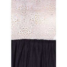 Сорочка Larisa в тонкую полоску с кружевным лифом S-M черный с белым