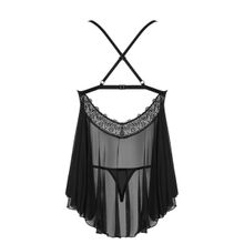 Эротичная сорочка с кружевными вставками L-XL Черный