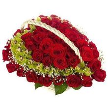 Корзина красных роз (35шт) и Орхидеи Моей Королеве
