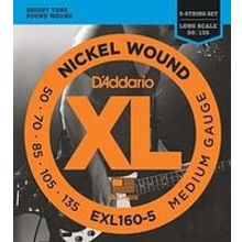 EXL160-5 XL NICKEL WOUND Струны для 5-струнной бас-гитары 5-string Long Medium 50-135 D`Addario