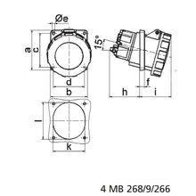 Bals Панельная розетка c наклоном Bals 120274 400 В 63 А 5 полюсов IP67  Quick-Connect серо-красная