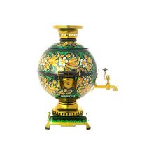 Набор самовар электрический 5 литров "шар" с художественной росписью "Сюжет на зеленом фоне", арт. 151399