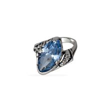 Кольцо Миндаль из серебра 925 пробы, 398_blue