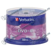 Диск DVD+R 4.7ГБ 16x Verbatim "43550", пласт.коробка, на шпинделе (50шт. уп.) [49638]