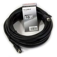 Кабель антенный TV (М) -> TV (M), 10 м, черный, TELECOM (TTV9555-10M)