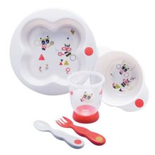 Набор посуды Bebe Confort"Sport"(тарелка, миска, стаканчик, ложка и вилка) цвет белый