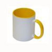 Кружка для сублимации белая с жёлтой ручкой, желтая внутри, 80х95 мм (упаковка 36 шт, цена за 1 шт)