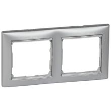 Legrand Рамка 2-постовая Legrand Valena алюминий серебряный штрих 770352 ID - 244870