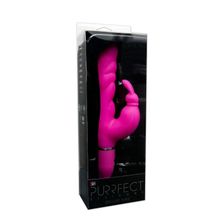 Dream Toys Розовый вибратор с клиторальным зайчиком PURRFECT SILICONE DELUXE DUO VIBE PINK - 18 см.