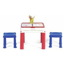Keter 3 в 1 для игр с конструктором столик и 2 табуретки