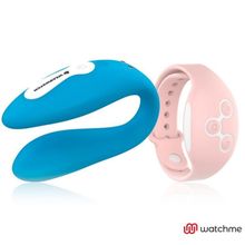 DreamLove Голубой вибратор для пар с нежно-розовым пультом-часами Weatwatch Dual Pleasure Vibe (голубой)