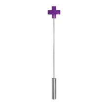 Фиолетовая шлёпалка Leather  Cross Tiped Crop с наконечником-крестом - 56 см. Фиолетовый