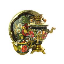 Набор cамовар электрический 2 литра с художественной росписью "Маки на черном", арт. 110386