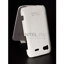 Sensation HTC Чехол-книжка Clever Case Leather Shell тесненая кожа, белая