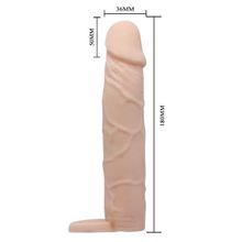 Насадка на пенис с кольцом для мошонки - 18 см. (140719)