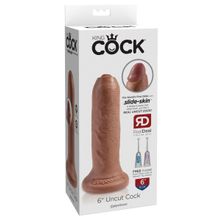 Pipedream Кофейный необрезанный фаллоимитатор на присоске 6  Uncut Cock - 16,5 см. (кофейный)