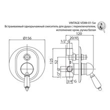 Встраиваемый смеситель для душа CEZARES VINTAGE-VDIM-Sw VINTAGE-VDIM-03-Sw-N