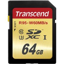 Карта памяти SD 64Gb Transcend SDXC UHS-I Class 10 U3 Ultim 90 60 Mb 