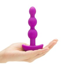 b-Vibe Анальная виброёлочка TRIPLET ANAL BEADS FUCHSIA - 14 см. (лиловый)