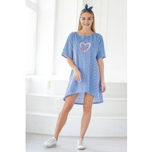 Свободное платье с удлиненной спинкой - Malibu | голубая полоска