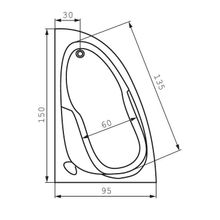 Акриловая ванна Cersanit JOANNA 150 левая WA-JOANNA*150-L-W 150х95